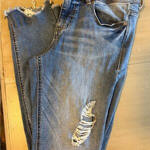 Maurices Ripped Blue Ankle Jeans